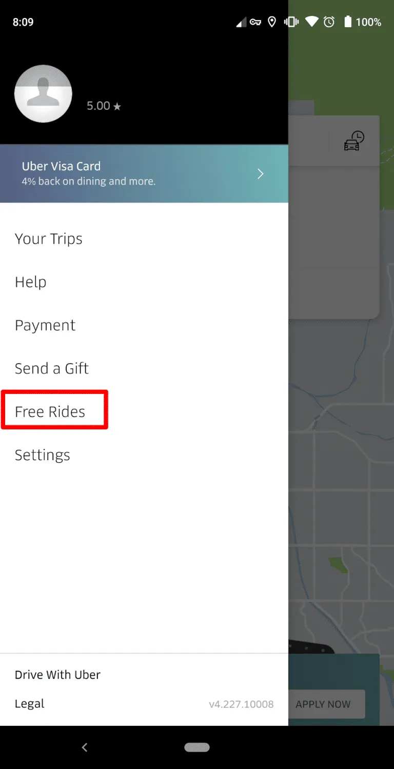 Uber program screenshot 1