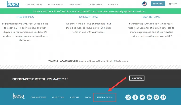 Leesa Mattress program screenshot 1