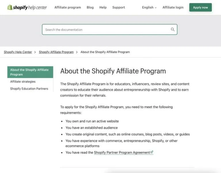 Shopify program screenshot 2