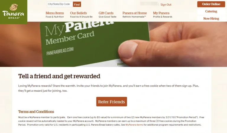 Panera Bread program screenshot 2