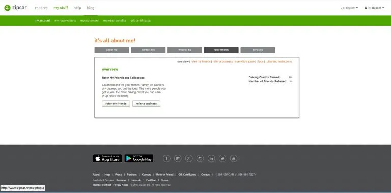 Zipcar program screenshot 2