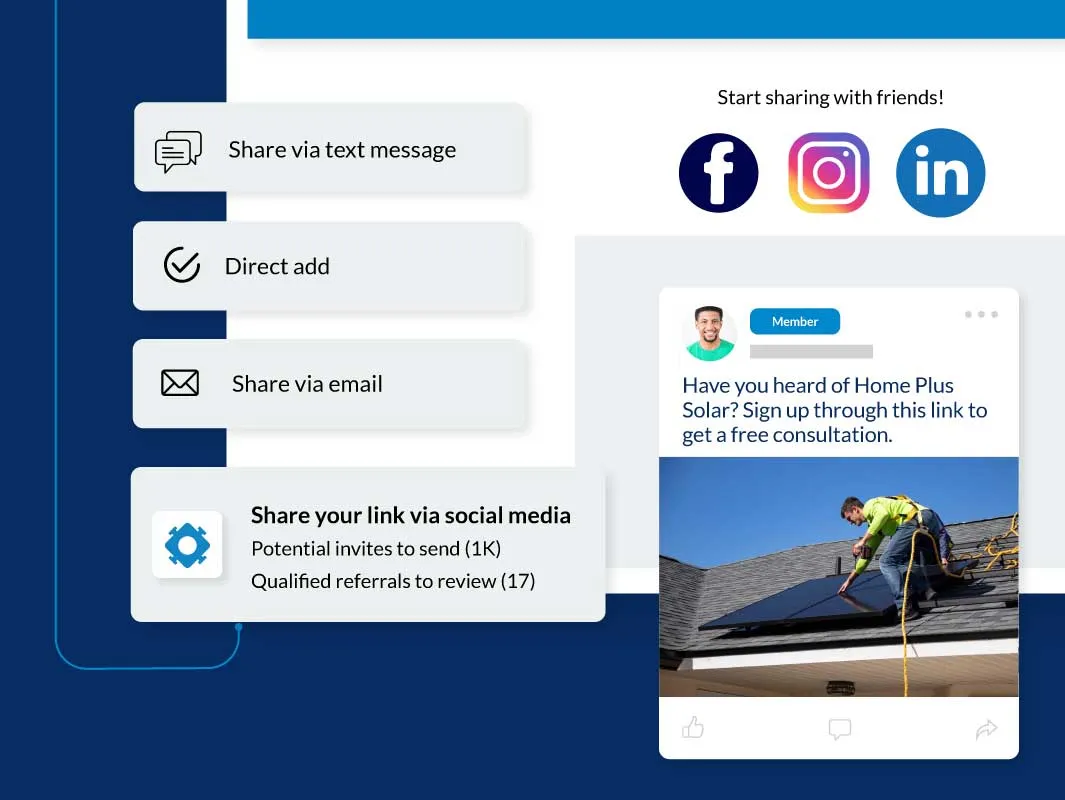 Brand ambassador program portal showing share links, brand assets, and reward tracking