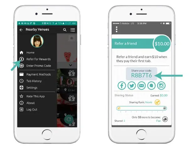 tabbedout mobile referral program