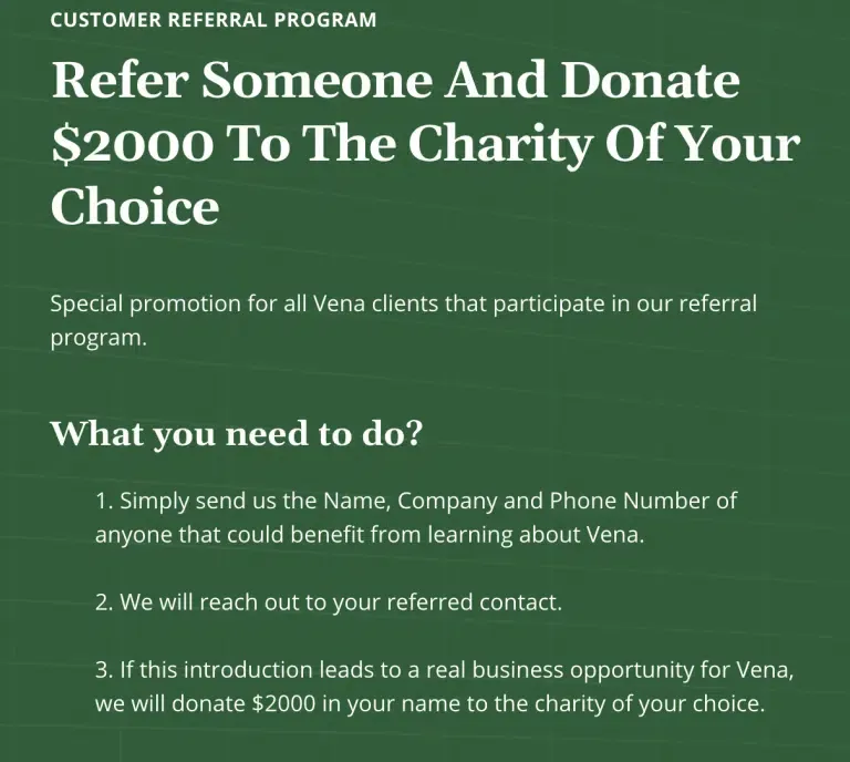 vena referral program idea