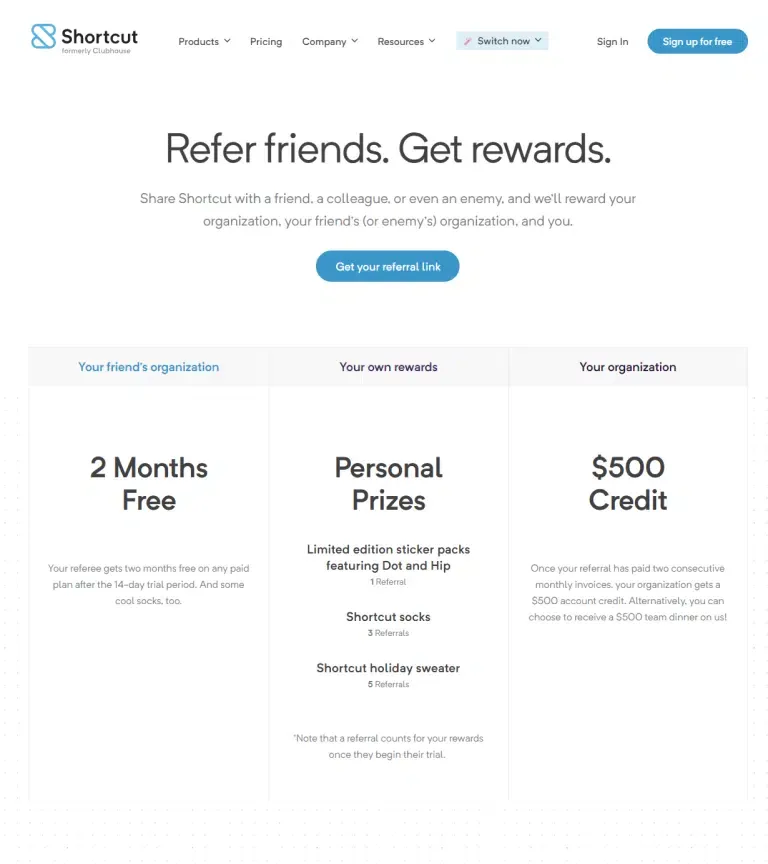 shortcut referral program
