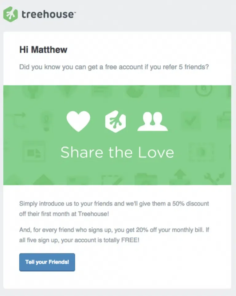 treehouse referral email invite