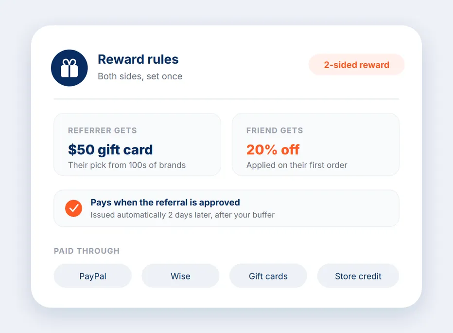 Reward delivery flow in Referral Rock