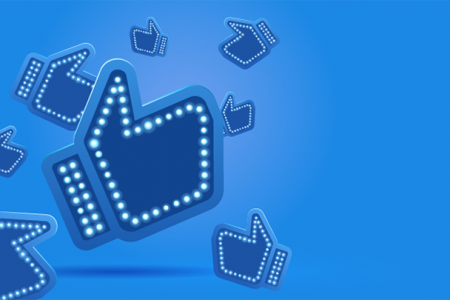thumbs up on blue background