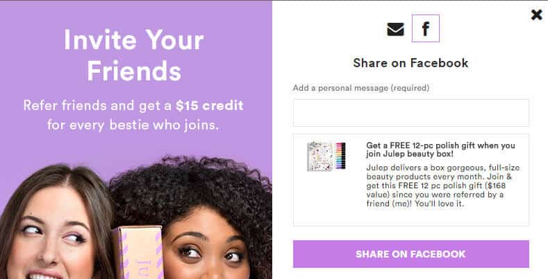 julep referral social media message template