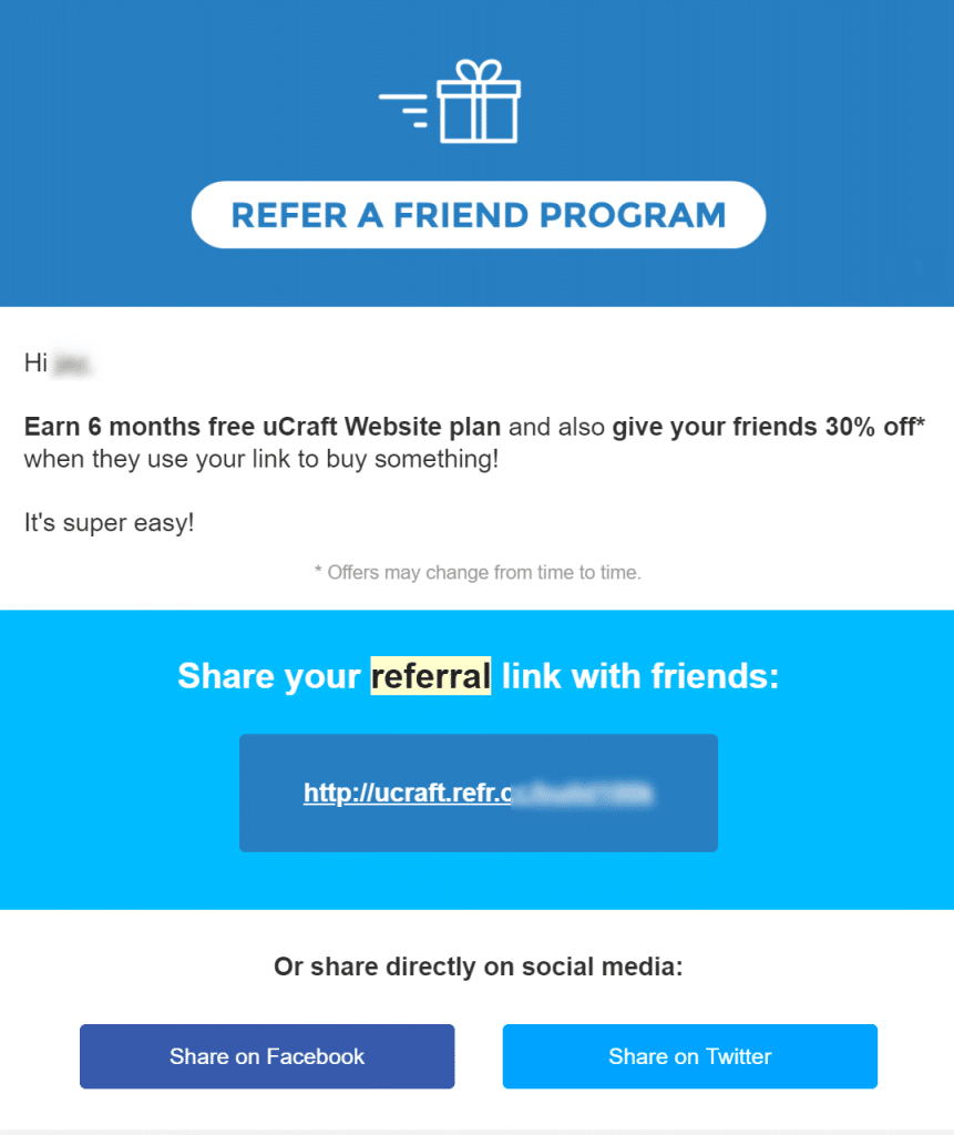 ucraft referral email