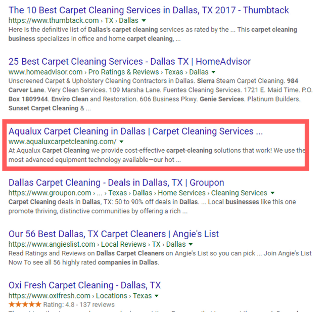 carpet cleaning search results