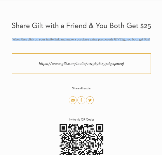 gilt group referral message