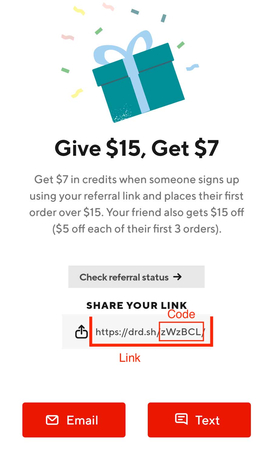 Doordash referral code example