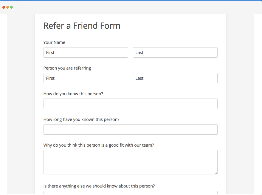 Refer-a-friend form template from 123formbuilder
