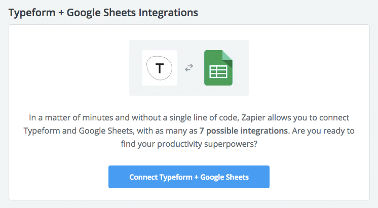 Typeform and Google Sheets integration through Zapier