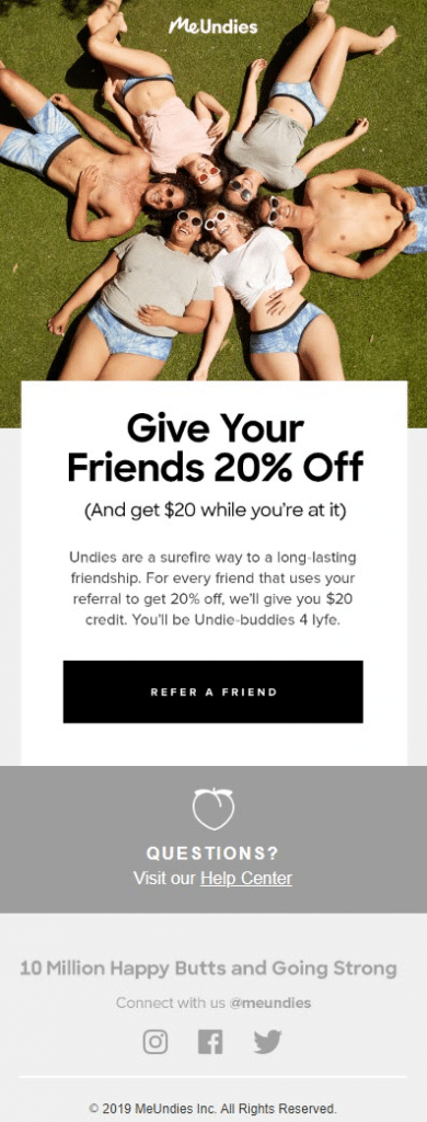 MeUndies referral email