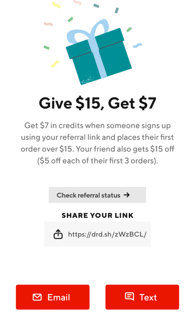 Doordash referral email