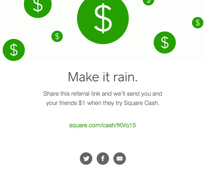 Square Cash referral email