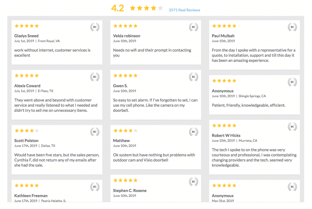 customer review page