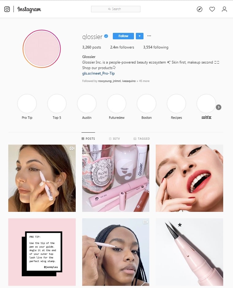 glossier instagram