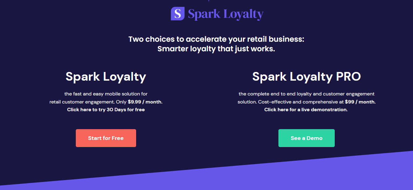 SparkLoyalty software homepage