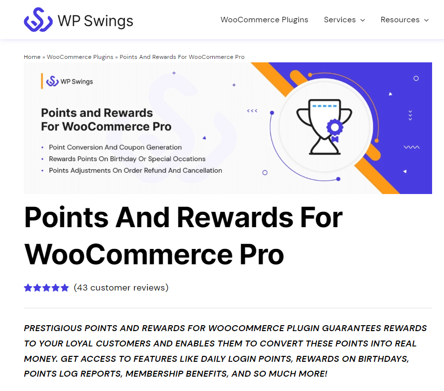WP Swings homepage