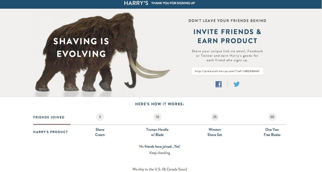 harrys referral program page