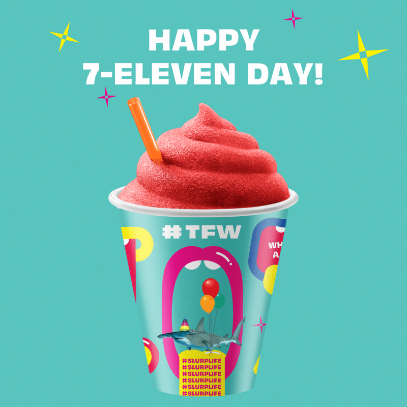 7-Eleven free slurpee day poster (marketing incentive example)