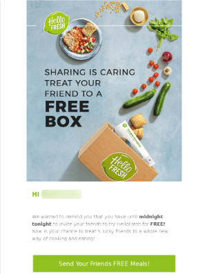 hellofresh social gifting refer a friend campaign