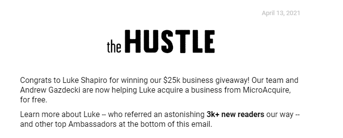 Hustle refer-a-friend contests 2