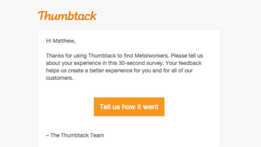 thumbtack feedback template