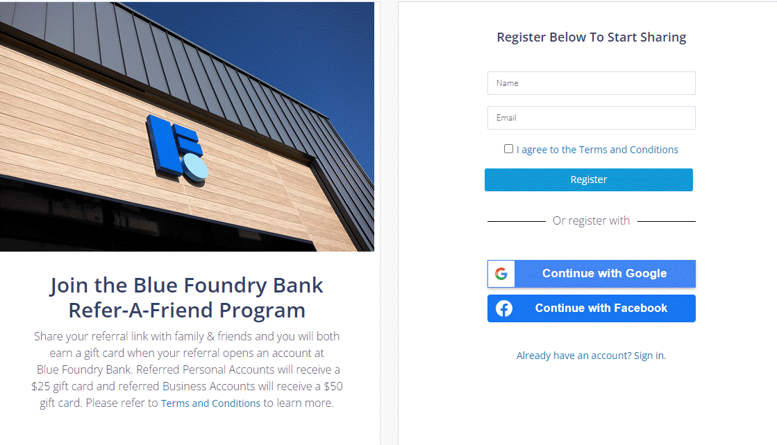blue foundry bank referral program