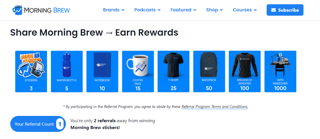 morning brew referral rewards