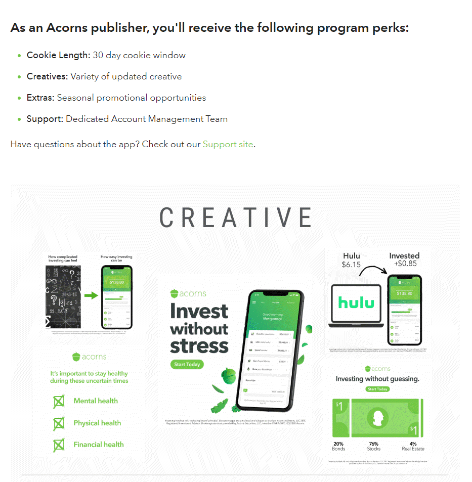 acorns affiliate creatives