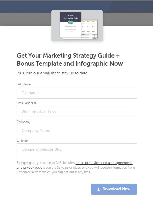 example of gated content form coschedule 