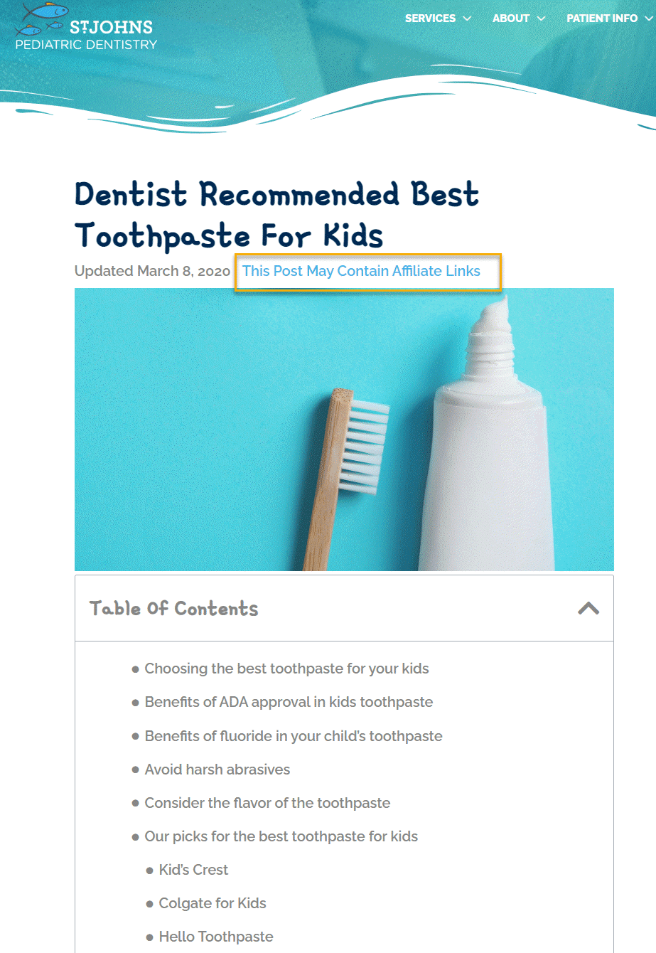 affiliate blog dentist