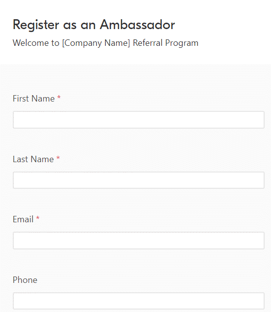 register as an ambassador form