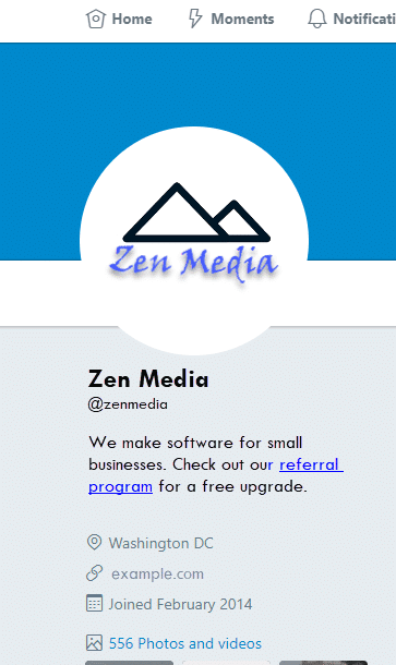 zen media referral promotion in twitter bio