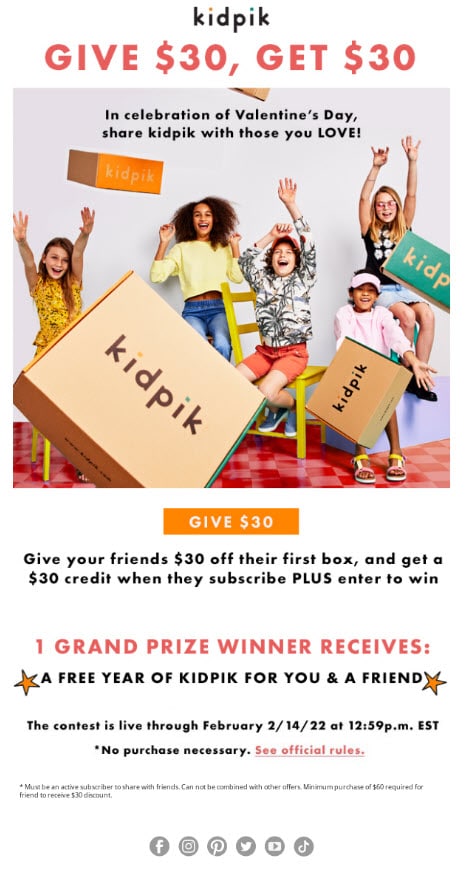 kidpik referral email