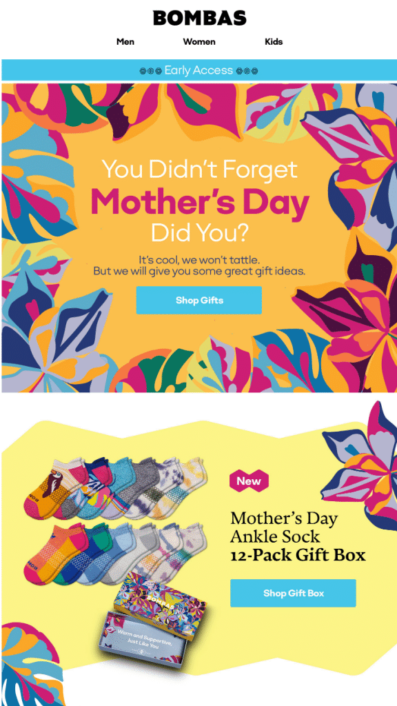 bombas mother's day email cta