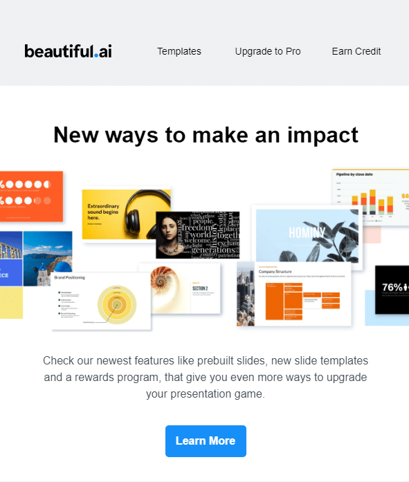 beautiful new features email call to action