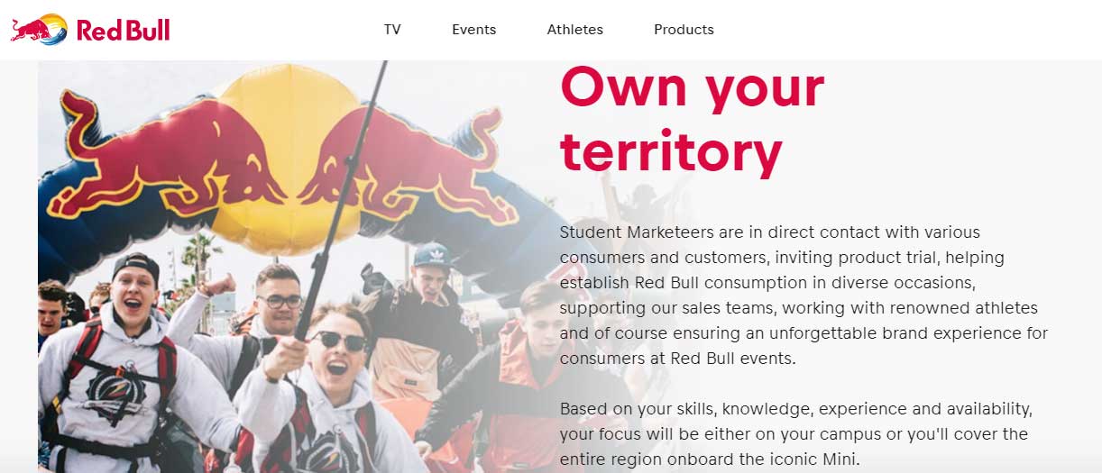 Red Bull brand ambassador program example