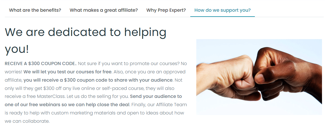 Prep expert online course affiliate program 3