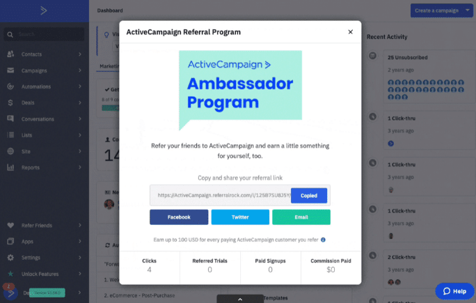 activecampaign enterprise referral program