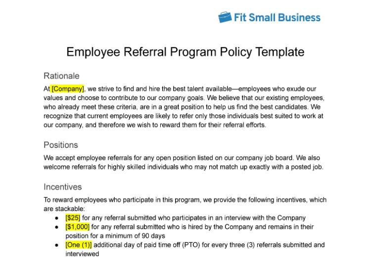 employee referral policy template