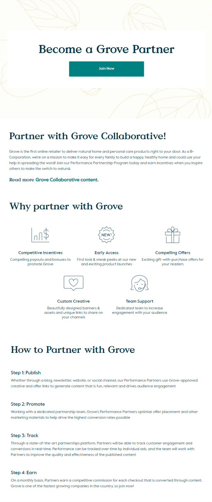 grove direct to consumer affiliate marketing