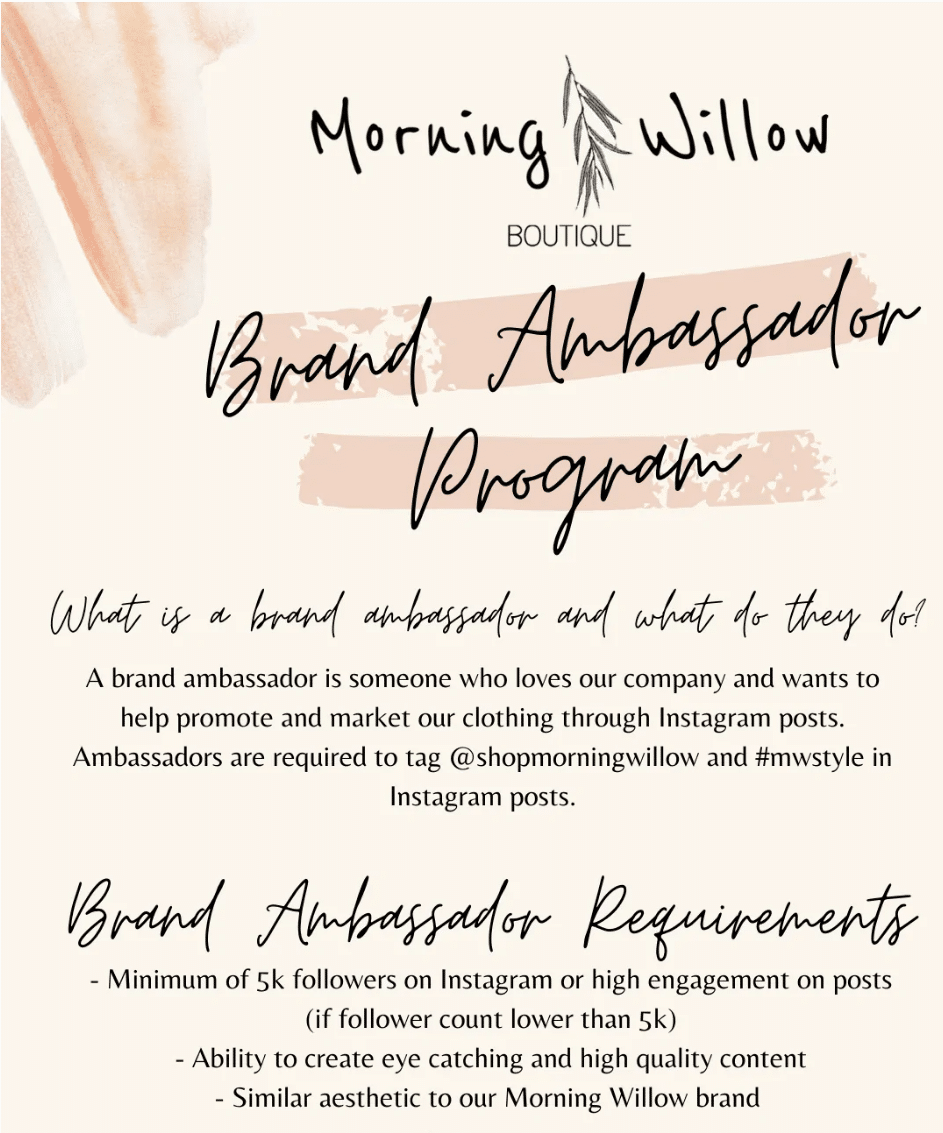 morning willow brand ambassador ad: how to ask someone to be a brand ambassador