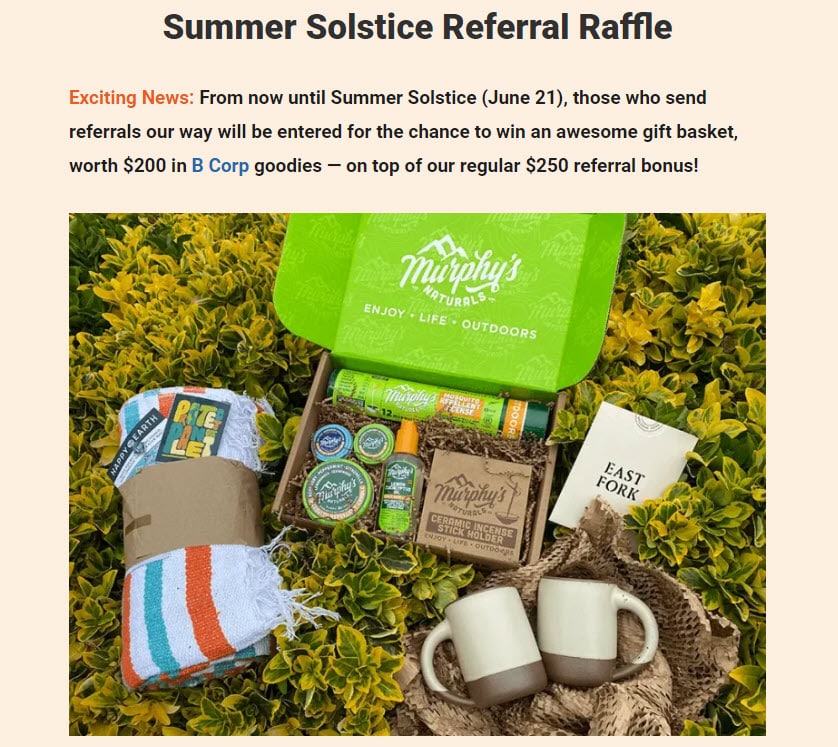 summer solstice referral raffle