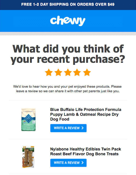 chewy leave a review