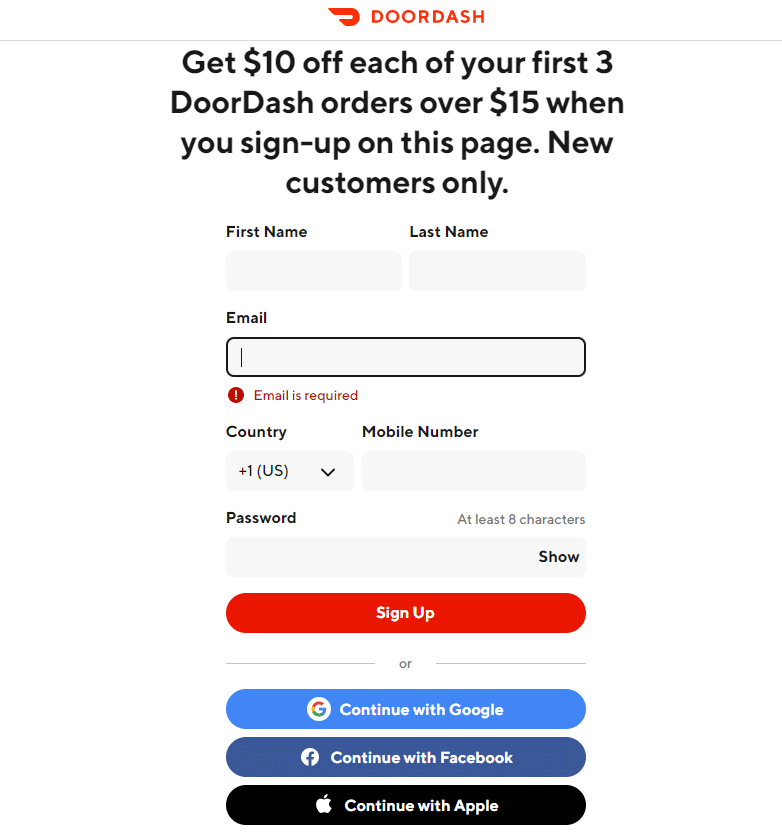 doordash referral page